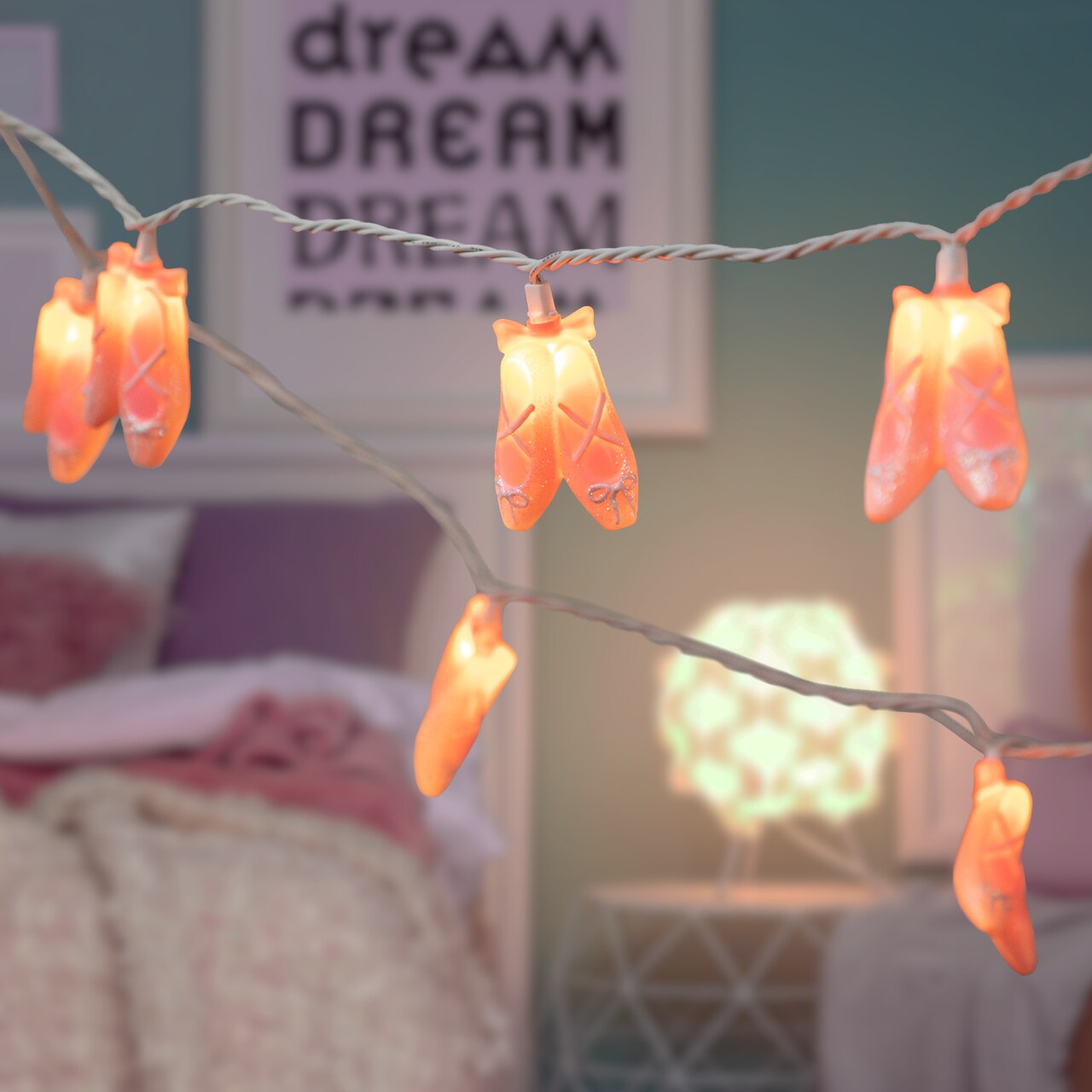 Northlight Ballerina Shoe Indoor Outdoor Patio Light Set - 6' - White Wire - 10ct